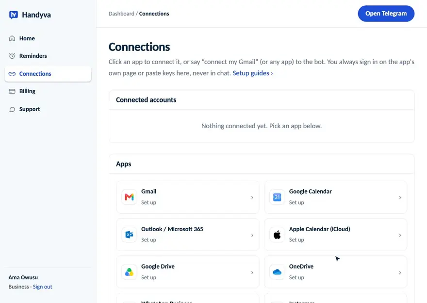 Connecting Shopify on handyva.com